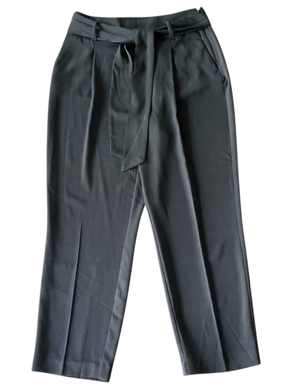 Maison Cinqcent Black Tie Belt Taper Leg Ankle Pants (8)